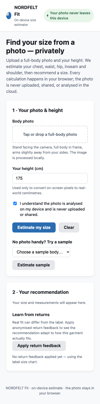 In-browser Fashion Fit Estimation on In-browser Fashion Fit Estimation — Mobile